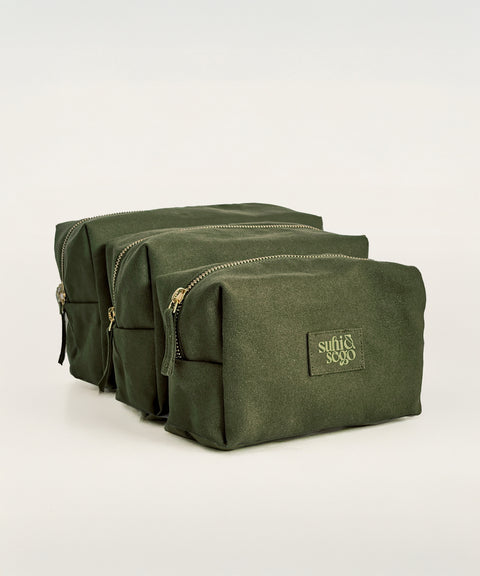 Set of 3: Leafy Green Pouch