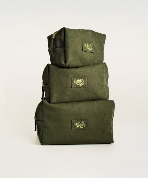 Set of 3: Leafy Green Pouch